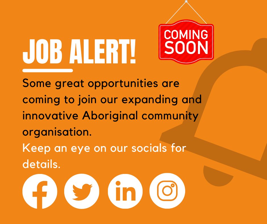 We've got some great opportunities to join our expanding and innovative Aboriginal community organisation in preparation for our 50th birthday next year! Keep an eye on our socials for details - including Facebook, Instagram, and LinkedIn 👁️👁️🙌