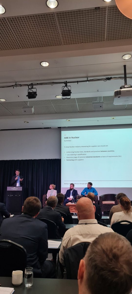 Eero Koski from ABB talking about the nuclear industry from the suppliers' perspective. It is extremely important to harmonize the regulations between different countries and to maximize the utilization of industrial standards. <a href="/Nucleareurope/">nucleareurope</a> <a href="/iaeaorg/">IAEA - International Atomic Energy Agency ⚛️</a>