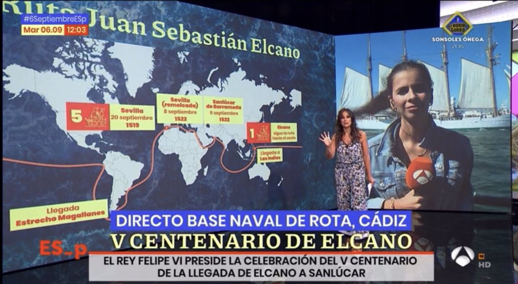 protestona1's tweet photo. En @antena3com dicen que         Elcano cruzó el canal de Suez 300 años antes de que se construyese…🤦🏻‍♀️

A ver si los estamos criticando por desinformar habitualmente de forma malintencionada, y va a resultar que más que malos son idiotas…😏 https://t.co/RXkdN0fsr7