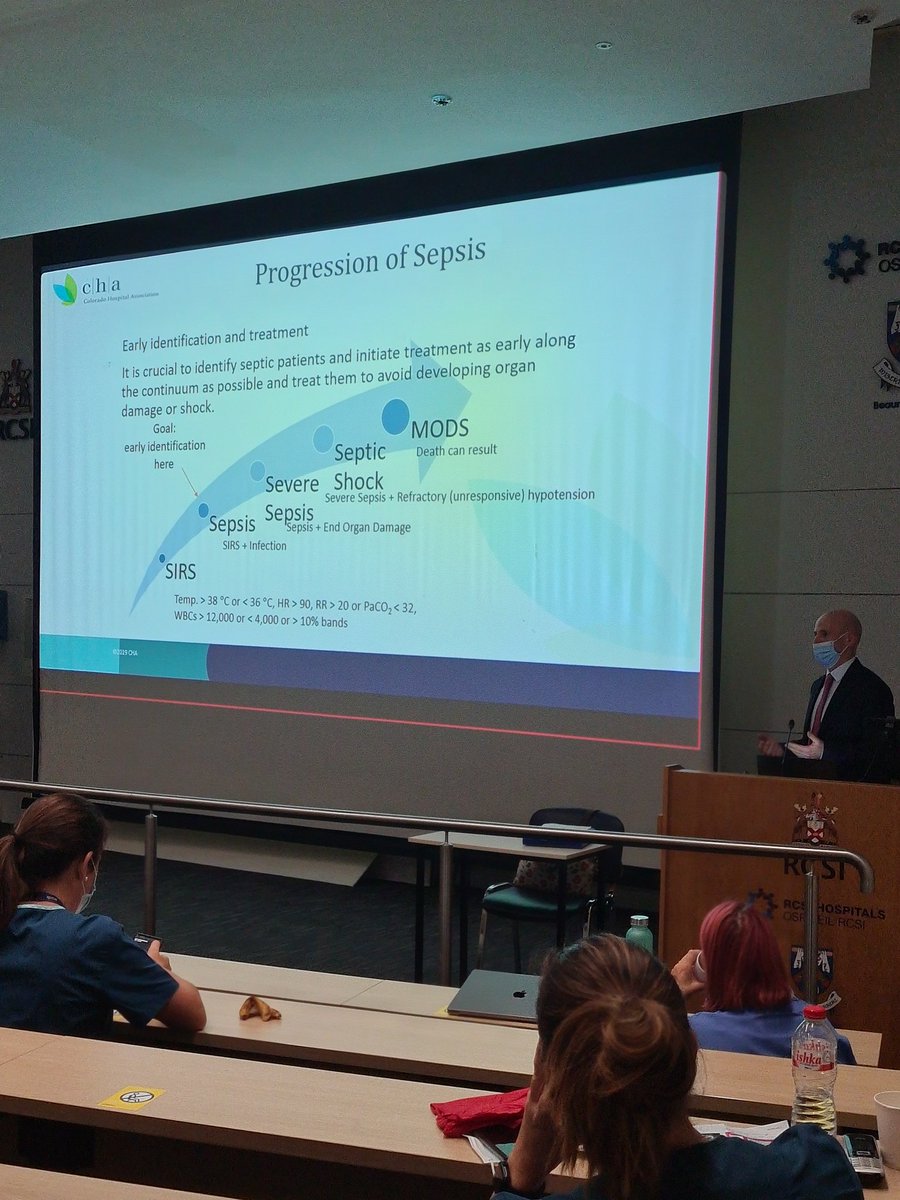KarenNicG's tweet photo. Kicking off sepsis awareness with Dr Ger Curley at ANP/CNS Grand Rounds this morning #hour1bundle #lactate #SepsisAwarenessMonth #sepsis #ews #imews @RCSI_FacNurMid @stmgarvey @colbertdonaghey @Beaumont_Dublin @BeaumontEDnurse https://t.co/nlqZUf8U0S