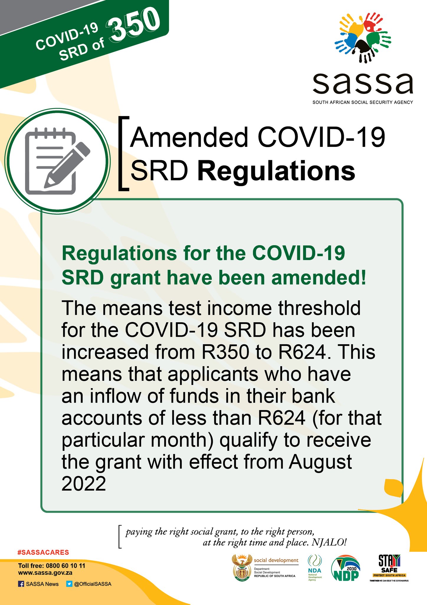 SASSA on X: &ldquo;Regulations for the COVID-19 SRD have been amended 