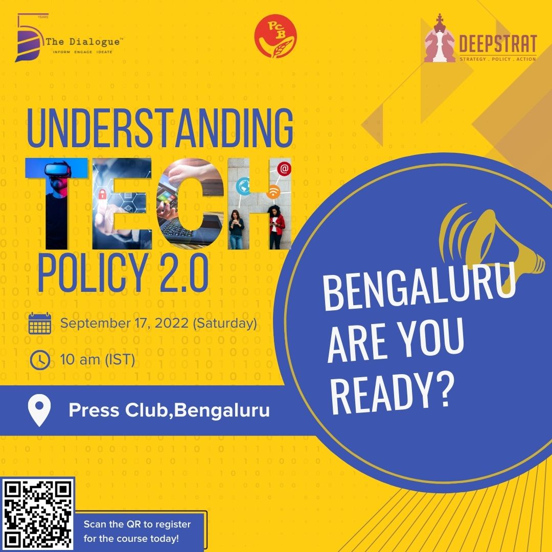 _DialogueIndia's tweet photo. 🚨#CourseAlert: Here's the Bengaluru Edition of Understanding Tech Policy 2.0, a joint initiative of The Dialogue and @DeepStrat_LLP, for #journalists & #policycomms professionals on tech policy!
➡️ Register - https://t.co/BDpumVIqpW, or scan the QR code. https://t.co/IZIj8OwvJp