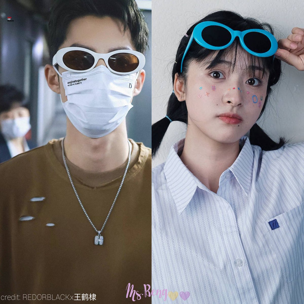 MissBeng31's tweet photo. Yay! 👓🤭
DiYue oval sunglasses!😁😎
#YueDi #DiYue 
#ShenYue #WangHedi
#DylanWang
[DD pic ©REDORBLACKx王鹤棣] https://t.co/NRN4W7Tzf5