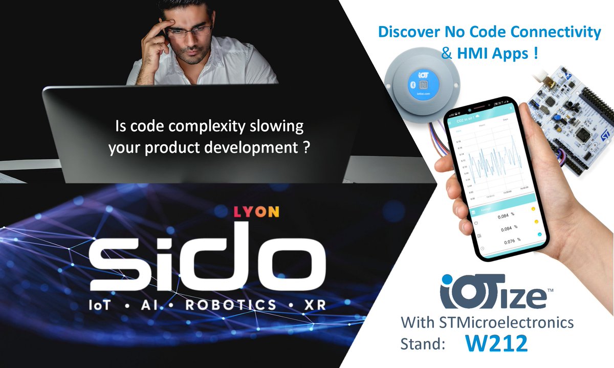 IoTizeNews's tweet image. Next week SIDO Lyon.  iotize.com/sido.html  Sign up to get your free visitor badge!   Discover IoTize no code solutions for creating connected sensors and appliances !

#stpartnerprogram #sido2022 #minalogic #iot #nfc #bluetoothlowenergy #stm32 #st25dv #nocode
