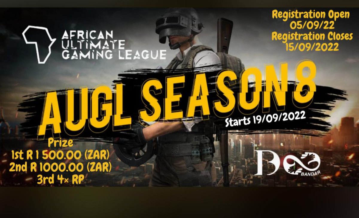 donbashrah's tweet photo. AFRICAN ULTIMATE GAMING LEAGUE SEASON 8 REGISTRATION ONGOING ON DISCORD SERVER https://t.co/99230MbqqU
#pubgmobile #PUBGM #augl #tournament #esportcaster #kakabraza #donbashrah #SupportSmallStreamers https://t.co/BFCkBHWlEO