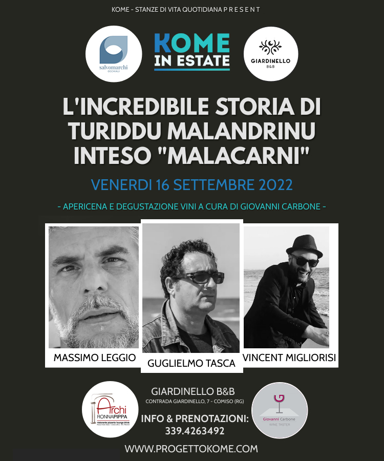 progettokome's tweet photo. Pronti per la nuova stagione 2022-2023 targata KOME?

L'INCREDIBILE STORIA DI TURIDDU MALANDRINU

Guglielmo Tasca: Autore, Chitarra e Voce
Massimo Leggio: Regia
Vincent Migliorisi: Chitarra, voce ed “altro”

#kome 
#komecomiso
#komestanzedivitaquotidiana https://t.co/3eCdawTkor