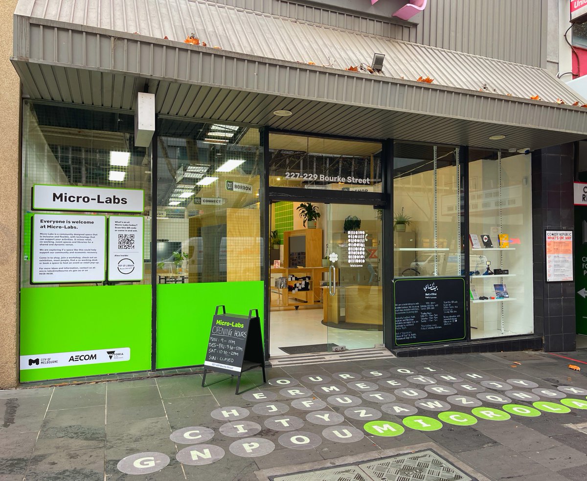 cityofmelbourne's tweet photo. Would you use a late-night study space in the city? 🌃 
 
We’re trialing this idea at Micro-Labs, a pop-up in the heart of the CBD, equipped with amenities such as free Wi-Fi, a kitchenette, A4 printer, and much more!

Reserve a spot here: https://t.co/vLv8gfKqW1 https://t.co/3YhWQwlp0n