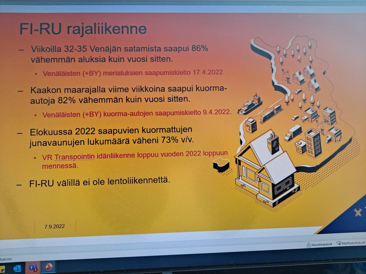 Venäjän hyökkäys Ukrainaan -webinaarissa nyt <a href="/SuomenTulli/">Tulli</a> 'sta tilastojohtaja Penttilä kertoo mielenkiintoisia asioita tavarakaupasta ja rajaliikenteestä Venäjän kanssa <a href="/Tilastokeskus/">Tilastokeskus</a> #TilastojenÄärellä
