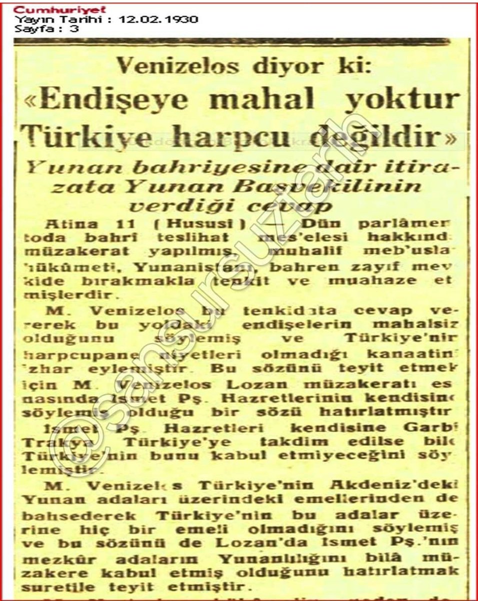 ArsivTarihim's tweet photo. "İsmet İnönü Lozanda Venizelosa demiş ki BATI TRAKYA TÜRKİYE ye verilse bile kabul etmeyeceğiz. Ve EGE ADALARINI müzakere etmeden Yunanlılığını teyit ederiz. "
Bu YUNAN DOSTLUĞU nereden geliyor.
Babanın tarlasının mı veriyorsun? https://t.co/NBLXT2tllU