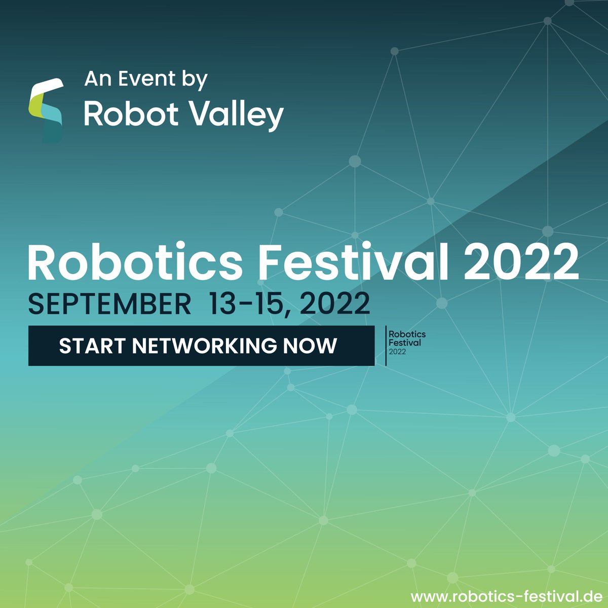 🎟️Ticket holders: you have recieved you personal invite to our #Roboticsfestival22 platform. Start planing your onsite meetings for this years @RoboticFestival now! 

🦾Still no ticket? Get it here:
robotics-festival.de/tickets/  
#RoboticsFestival22 #automation #createnow