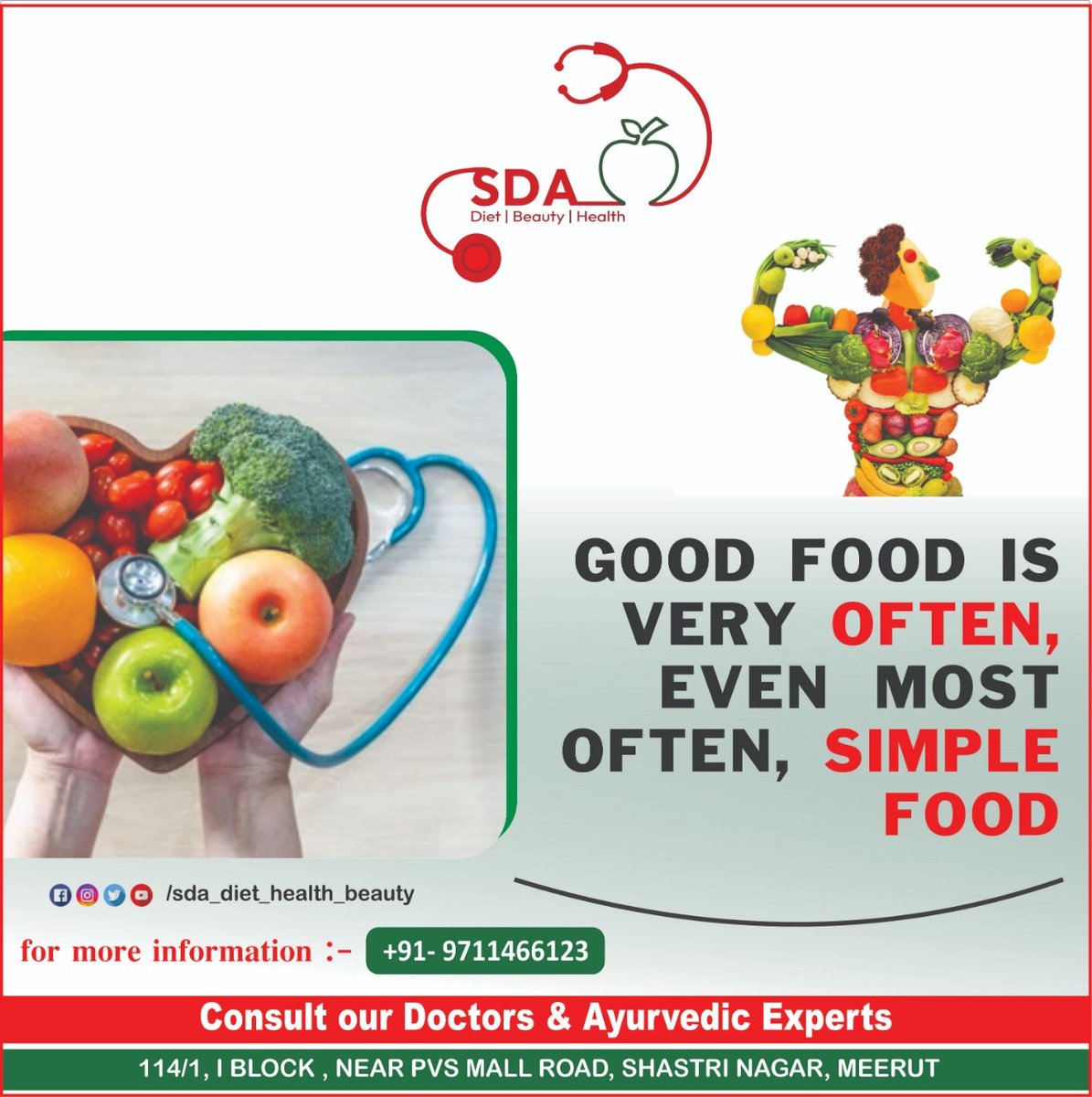 HealthSda's tweet photo. Good food is very often, even most often, simple food
Get Expert Advice by #Dr_Sonal_Dhingra_Anand
call now : 09711466123
#SDA #Diet #Health #Beauty #nutrition #tips #Foods #Vegetables #Vitamin #bones #body #nourished https://t.co/U00L4nQro5