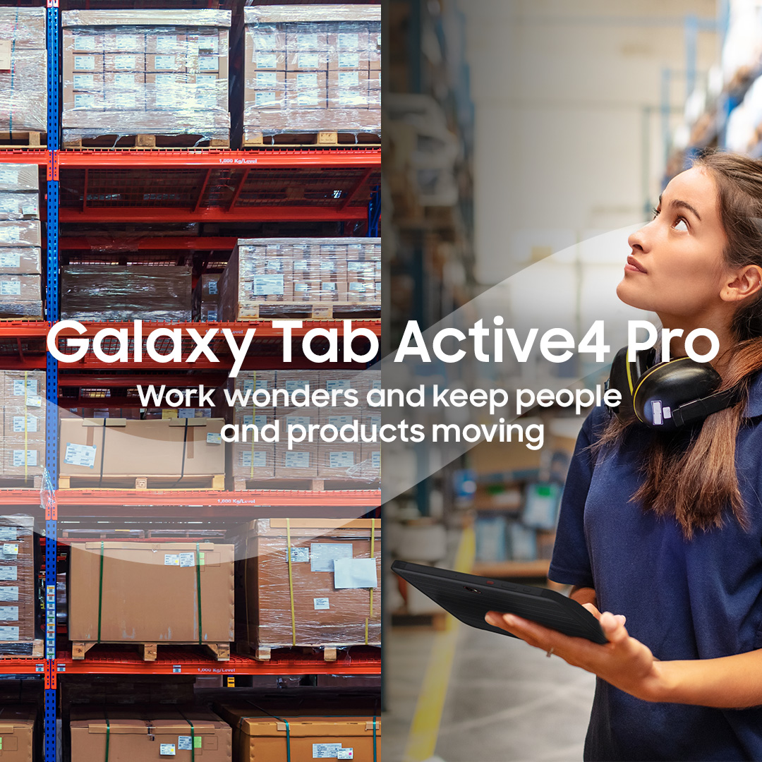 Make work simpler and faster, despite the pressure. The Galaxy Tab Active4 Pro is the perfect logistics companion—with smart barcode scanning, military-grade durability and an Active Key that launches apps instantly. Learn more: spr.ly/6010MMdGE