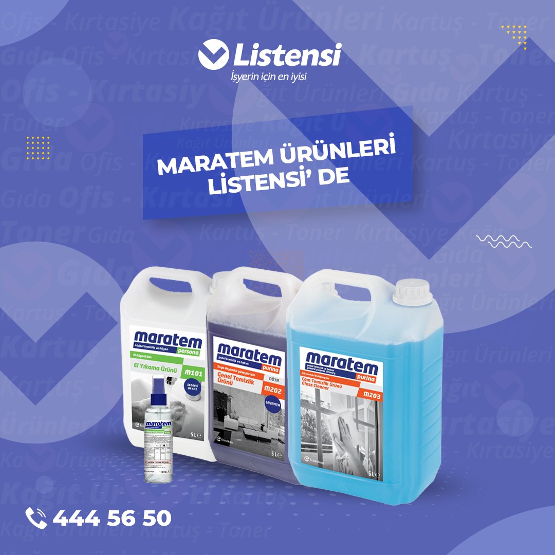 Listensicom's tweet photo. Maratem ürünleri Listensi' de!

#listensi #maratem #temizleyici #yüzeytemizleyici #maratemtemizleyici #hijyen #temizlik #isyerinicineniyisi https://t.co/NyAhrWeuQB