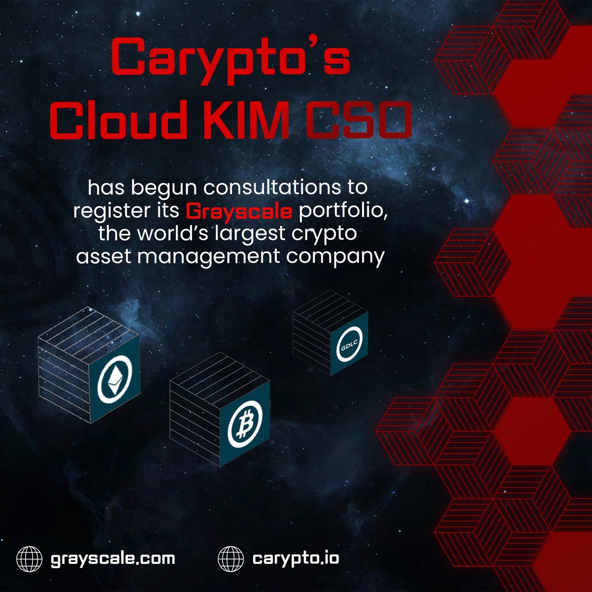 Carypto4's tweet photo. 💥 Carypto’s Cloud KIM CSO has begun consultations to register its Grayscale portfolio, the world’s largest crypto asset management company.

🌐  https://t.co/345h5k0fve 
🌐  https://t.co/cTNJhwhnRd

#meta #coin #blockchains #NFT #cryptomoney #metaversenft #CaryptoCoin #crypto https://t.co/StUnqFyQfe