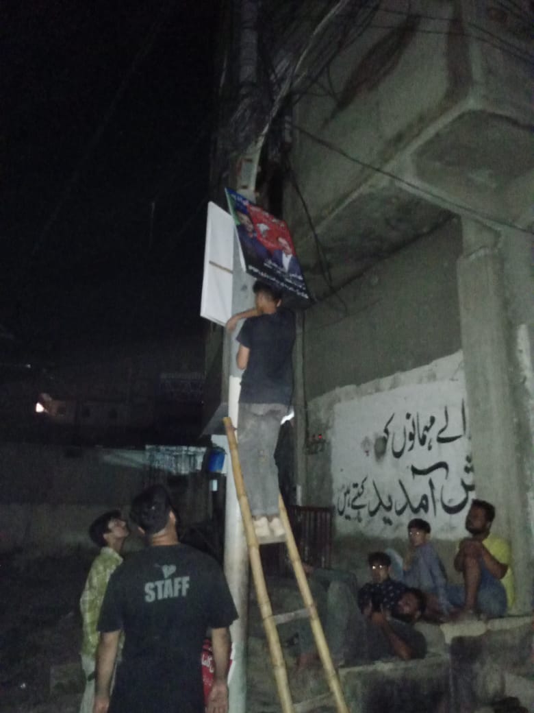 malir_town_Psp's tweet photo. *ضمنی انتخابNA237*
 پاک سر زمین پارٹی کے امیدوار عامر شیخانی  کی انتخابی مہم کے سلسلے میں  فلیگنگ اور پینافلکس کا کام جاری
#NA237
#Votefordolphin
@KamalPSP https://t.co/LK6SQvzlXW