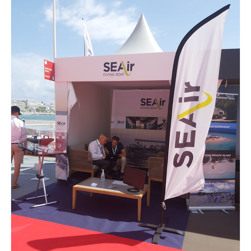 SEAirFrance's tweet photo. [Événement] La 44e édition @YachtingCannes a débuté ! Nous avons déjà accueilli un grand nombre de passagers à bord de notre nouveau modèle de #FlyingTender ® 80. Rencontrez nos équipes sur le stand PALAIS129 et réservez votre essai ✨ ! #readytofly #SEAir #CannesYachtingFestival https://t.co/RfdjZoEX3W