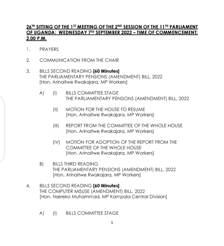 Sambannz's tweet photo. MP Nsereko's Computer misuse bill,2022 and the Uganda human organ donation and transplant bill,2022 are up for the 2nd reading today in Parliament.

If you have been wondering what Parliament has been diverting you from with their Nyege nyege hullabaloo https://t.co/aNAotmLLjA