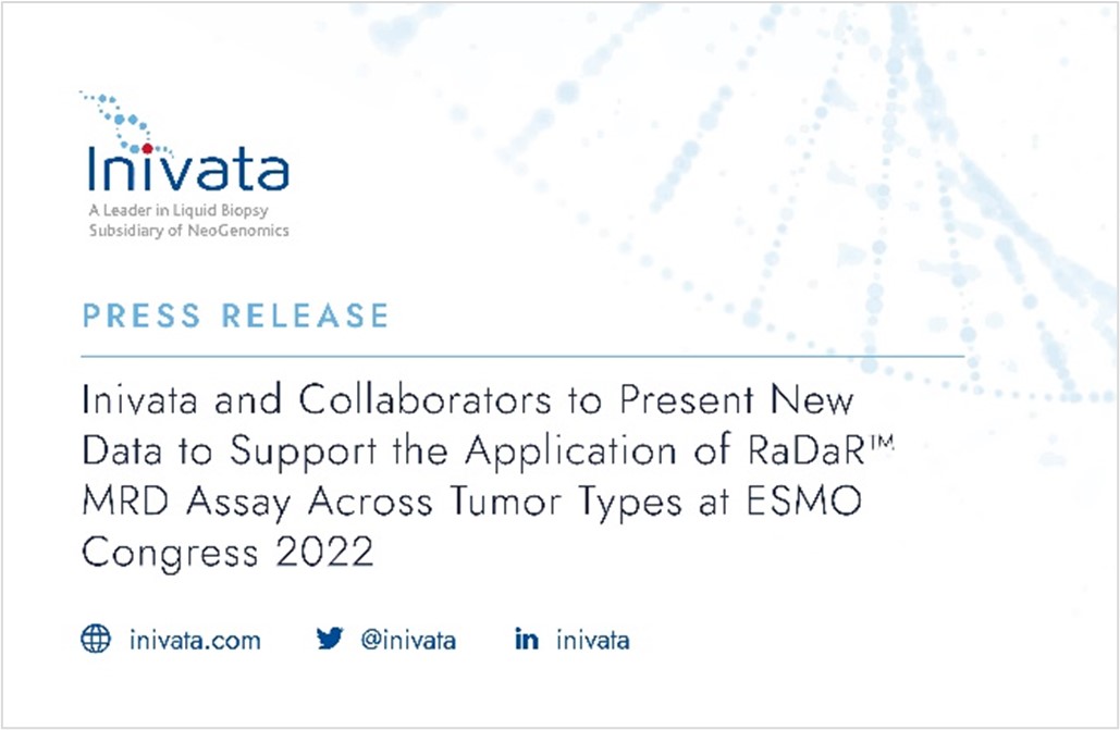 Inivata (@inivata) on Twitter photo #TeamInivata, alongside its collaborators, will present new #data on our #RaDaR™ assay for the detection of #MRD and recurrence at the <a href="/myESMO/">ESMO - Eur. Oncology</a> Congress, taking place between 9-13 September 2022. Read more here: bit.ly/3RDLtsF #ESMO22 #TeamInivata, alongside its collaborators, will present new #data on our #RaDaR™ assay for the detection of #MRD and recurrence at the <a href="/myESMO/">ESMO - Eur. Oncology</a> Congress, taking place between 9-13 September 2022. Read more here: bit.ly/3RDLtsF #ESMO22