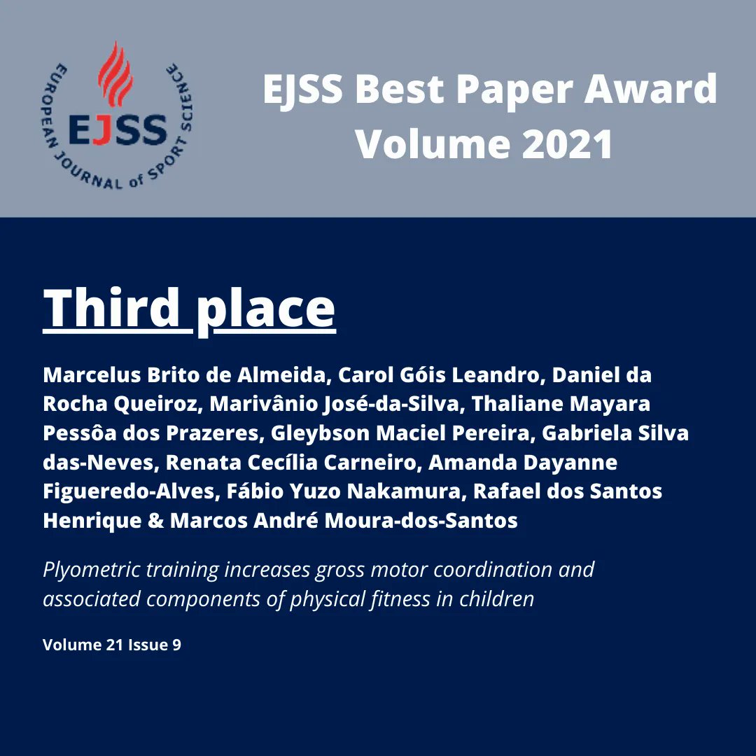 E_C_S_S's tweet image. Congratulations again to the winners of the EJSS Best Paper Award for Volume 2021!
#ECSS2022 

All papers will be free to access until the end of the calendar year!

Read the winning article now - bit.ly/3D2aHMD 
@EurJSportSci 
@LaurentMalisoux 
@tandfsport