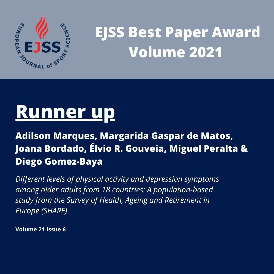 E_C_S_S's tweet image. Congratulations again to the winners of the EJSS Best Paper Award for Volume 2021!
#ECSS2022 

All papers will be free to access until the end of the calendar year!

Read the winning article now - bit.ly/3D2aHMD 
@EurJSportSci 
@LaurentMalisoux 
@tandfsport