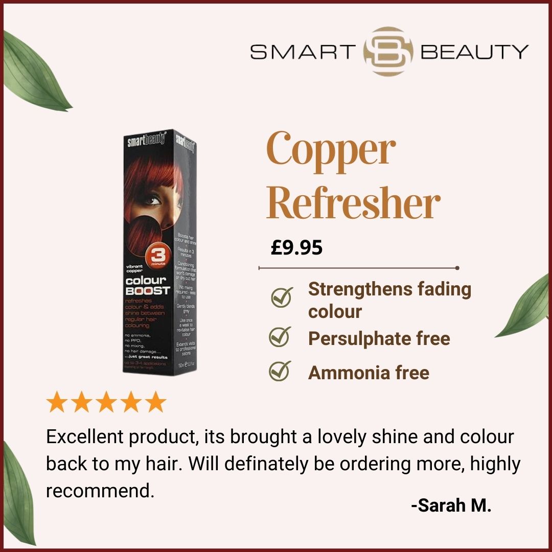 Smart_Beauty_UK's tweet image. Product Highlight/Happy Review😊😊
 Copper Refresher Colour Maintenance 

👉PPD, Ammonia and Persulphate free 
👉Smart Colour Boosts are not tested on animals
🔗🔗zcu.io/12Qe 
#copper #copperhair #coppercolor #refresher  #hairstyle
 #haircolor #trending #maintenance