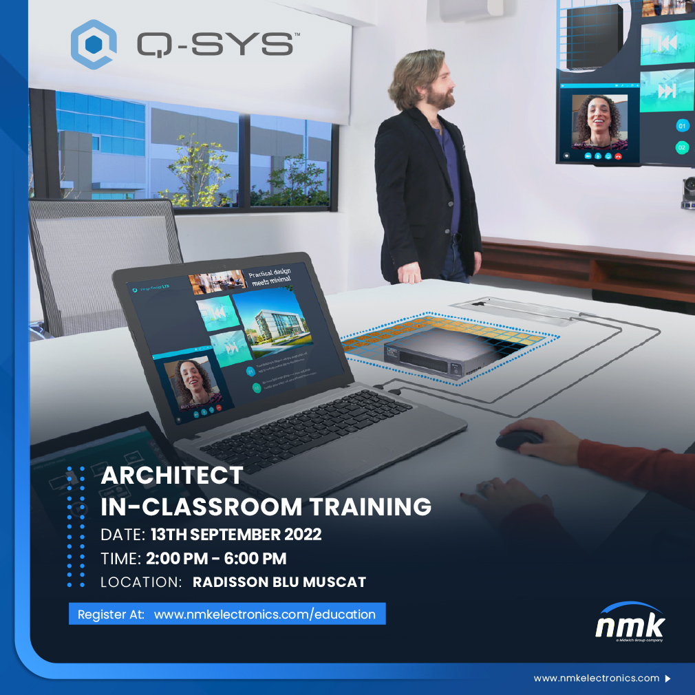 nmkelectronics's tweet image. We're bringing NMK #academy to OMAN 🇴🇲
Register now for @BarcoClickShare Certification and @QSC Architect training ➡️ lnkd.in/dGWpdBbQ
📅 13th September 2022
🕛 9:00 AM - 5:00 PM
📍 Raddison Blu, Muscat
#training #avdevelopment #audio #collaboration