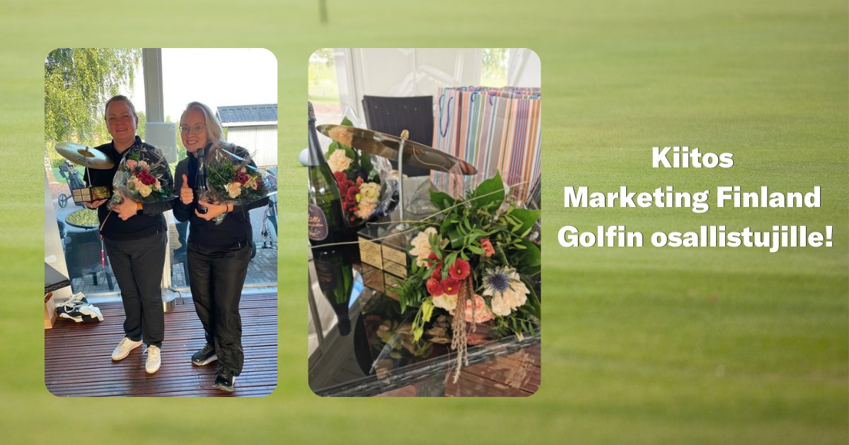 Kiitos kaikille Marketing Finland Golfiin osallistuneille joukkueille!☀️

MTL Golf Trophyn itselleen voittivat Marika Siniaalto ja Annemarie Hakola <a href="/grapevine_fi/">Grapevine</a>. Onneksi olkoon!🏆

Kiitos myös yhteistyöjäsenille Lejos, Berner ja Channel Factory ihanista goodiebageista! 🛍