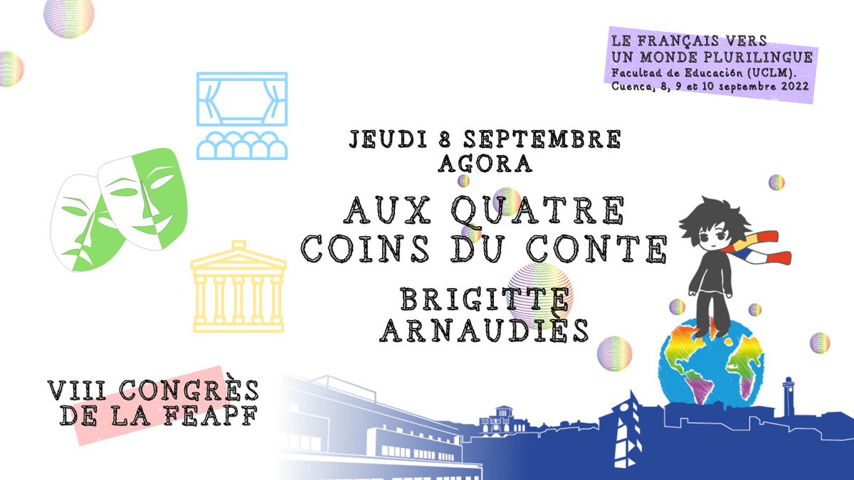 VIII Congrès de la FEAPF. Brigitte ARNAUDIÈS présente une poignée d’histoires glanées aux quatre coins de la planète et parfumées à la poésie, à l’écologie et à la nature humaine.
#viiicongresfeapf
#brigittearnaudiies
#facultadeducacioncuenca