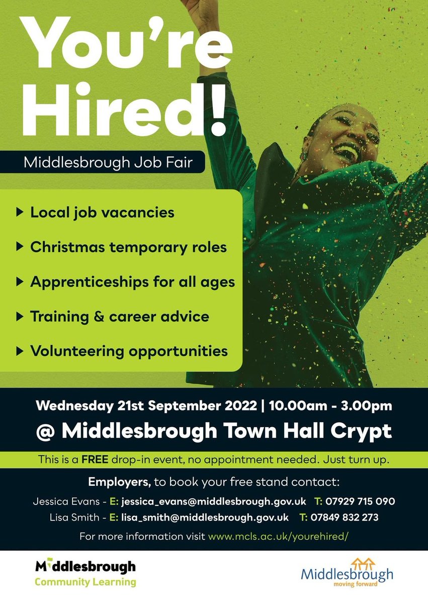 ChoosingPathway's tweet photo. 📢Calling all job seekers 📢

@mbrolearn are hosting the You're Hired Jobs Fair later this month. 

📅Wed 21st Sept 2022
🕙10am - 3pm
📍@mbro_townhall 

No need to book, just drop in at a time convenient for you.😀

We'll be around all day, so pop by and say hello👋 https://t.co/P5TylWYsql