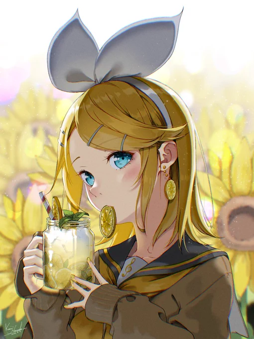青春フレーバー鏡音リンとレモネード頑張ったから皆に見てほしいなぁ( ˙꒳˙  )#ボカロ #ボーカロイド #鏡音リン #イラスト好きな人と繋がりたい 