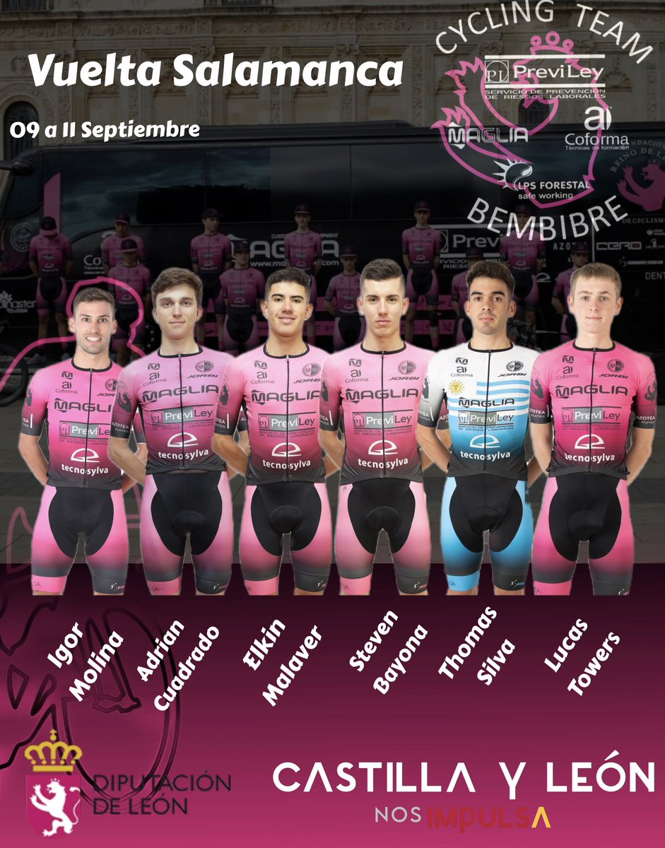 TRBCyclingTeam's tweet photo. Ilusión ante la Vuelta a Salamanca con el objetivo de volver a ganar y ambición en Valencia, una carrera en la que buscar un gran resultado

https://t.co/IdfZXeDQjX

@MagliaSport 
@technosylva
@aytodebembibre 
@diputacionleon 
@Deportesjcyl 
#powerlions
#vistetussueñosvistemaglia https://t.co/Qup85ZabE2