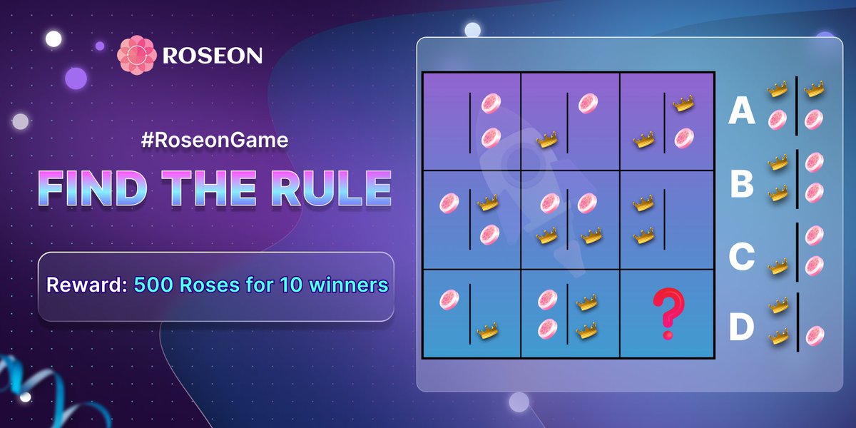 RoseonExchange's tweet photo. Are you a ✨genius✨? Let's try solving this #RoseonGame Cool Quiz to find out🔥

Reward:💸🌹500 Roses shared by 10 winners 🏆

✅ Follow @RoseonWorld @HelloRoselynn 
✅ RT and tag 3 friends to challenge them
👇 Comment your answer below 

📅 Deadline: September 10th 12:00PM UTC https://t.co/zuvl3c51ls