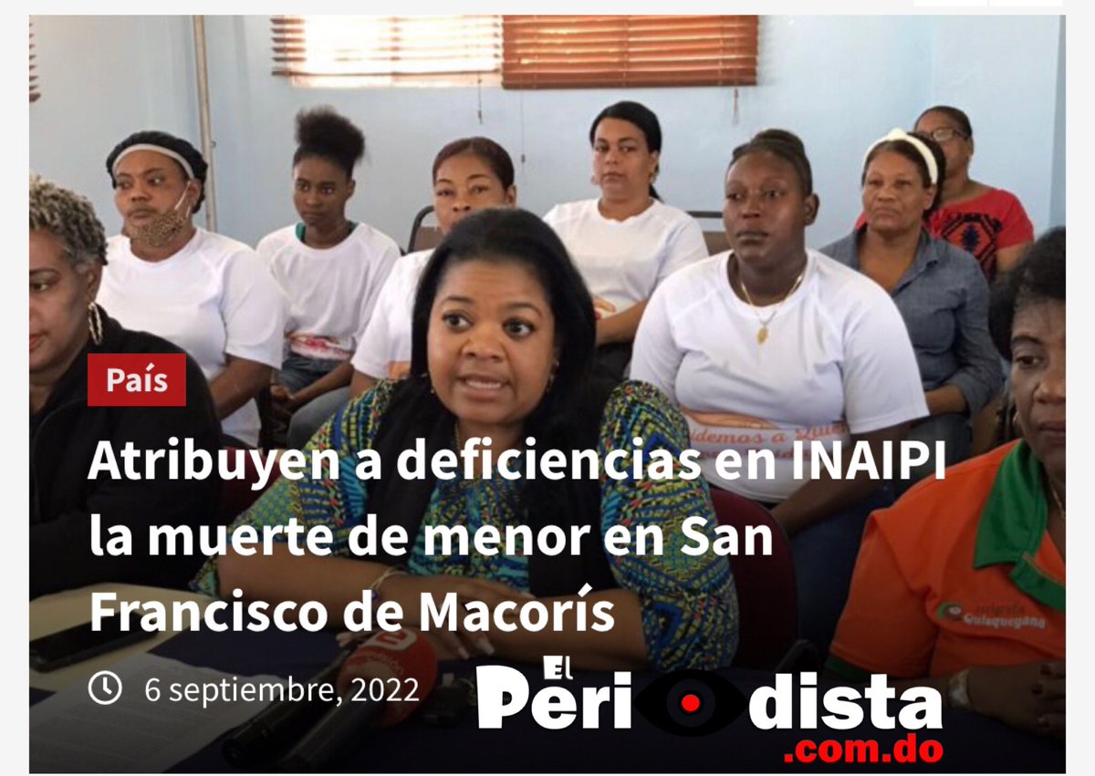 CNTDrd's tweet photo. Atribuyen a deficiencias en INAIPI la muerte de menor en San Francisco de Macorís

_FENAMUTRA pide que no se cometan injusticias_ https://t.co/ihW5rc0hTZ