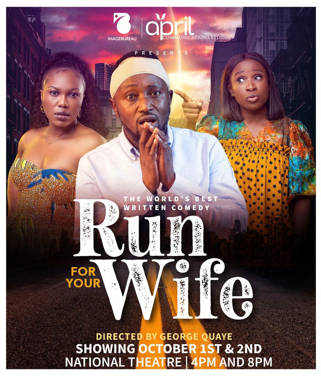 CalebNiiBoye's tweet photo. The World’s most hilarious play makes a comeback to the National Theatre! #rfyw! October 1st and 2nd. 

@g_quaye x Naa Ashorkor Mensah-Doku x @TheSitsofe 

My horse dey in a hurry la. 
#calebfeels https://t.co/nLLhIEM51D