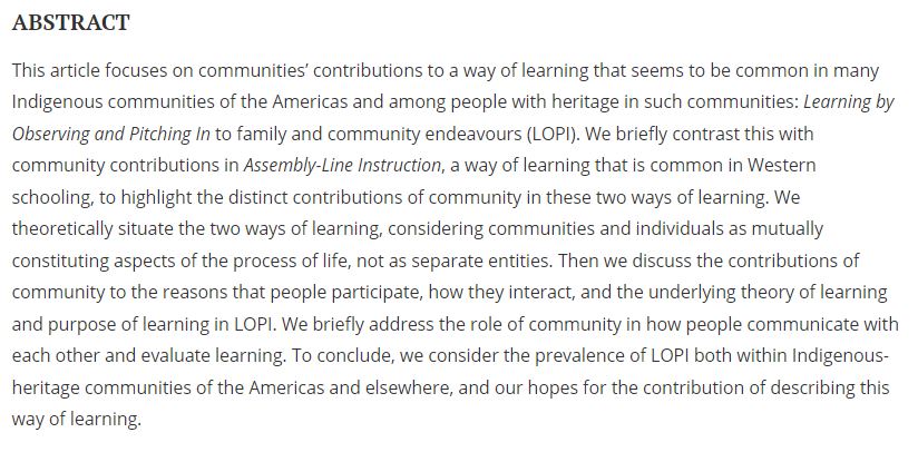 jsed_infancia's tweet photo. "The key role of community in Learning by Observing and Pitching In to family and community endeavours"
https://t.co/tFZgyJLi0Z

Article in New JSED issue 45/03 by Barbara Rogoff &amp; Rebeca Mejía-Arauz

#JSED #education #research #LOPI #family #community https://t.co/PBtj6dgO4x