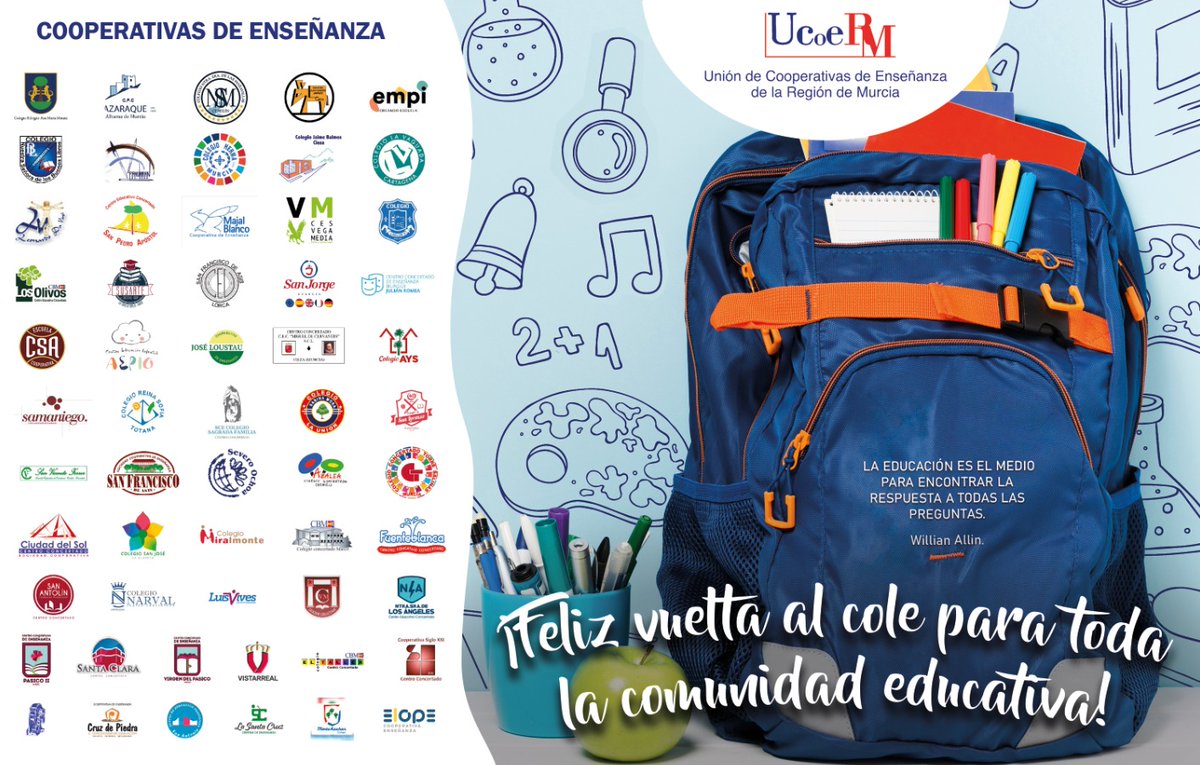 🏫 <a href="/ucoerm/">Unión Cooperativas de Enseñanza Región de Murcia</a> desea a toda la comunidad educativa de la Región de Murcia un feliz inicio de curso 2️⃣0️⃣2️⃣2️⃣ - 2️⃣0️⃣2️⃣3️⃣.

🤝Juntos/a construimos una #educación de calidad a partir de la cual crear el futuro que soñamos para todos/as 🎒