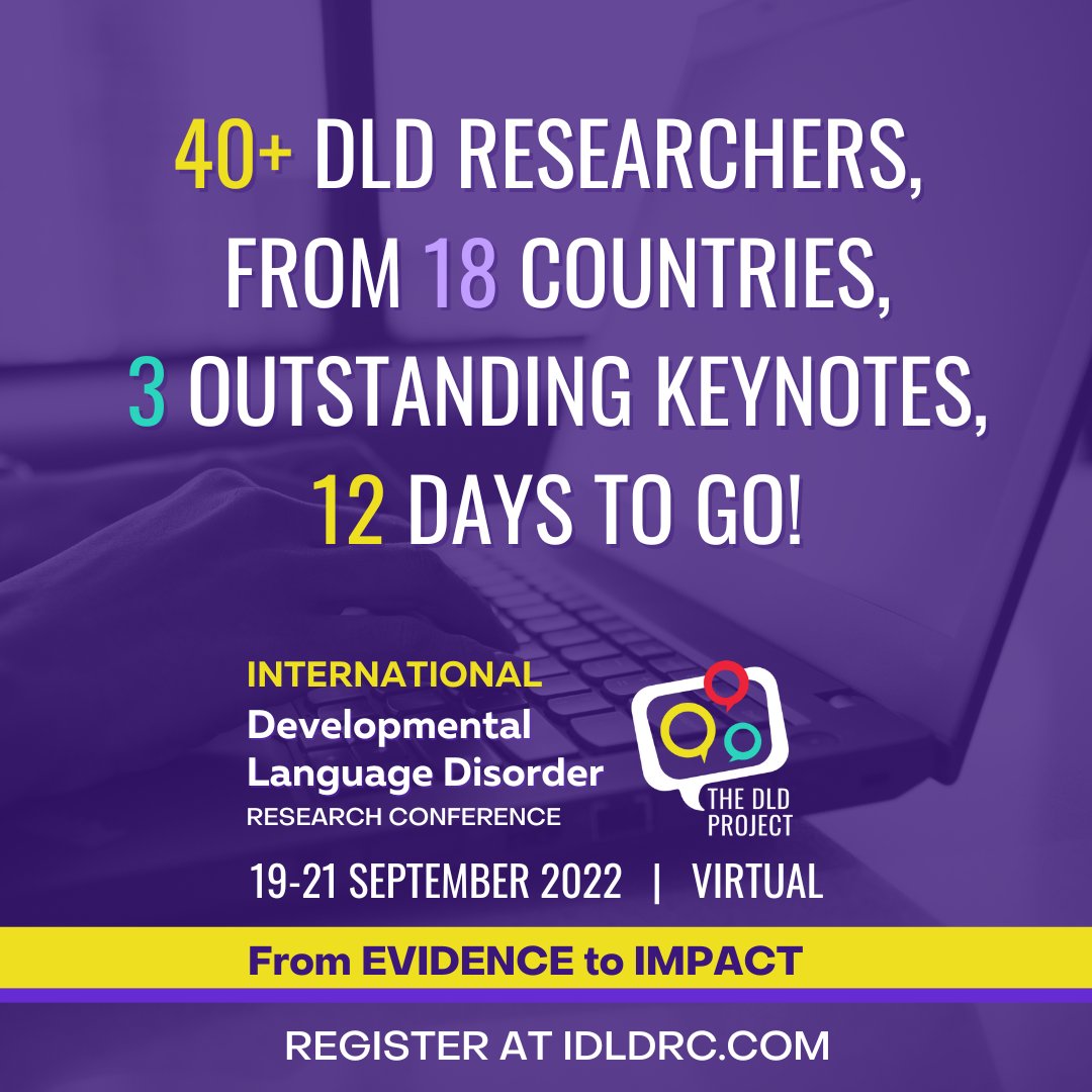 TheDLDProject_'s tweet image. 🎫 Have you got your ticket? The countdown is on with only 12 days to go! Don't miss this opportunity to hear the latest research into Developmental Language Disorder at IDLDRC 2O22: thedldproject.com/international-…

#devlangdis #devlangdisorder #thedldproject #speechpathology #slp