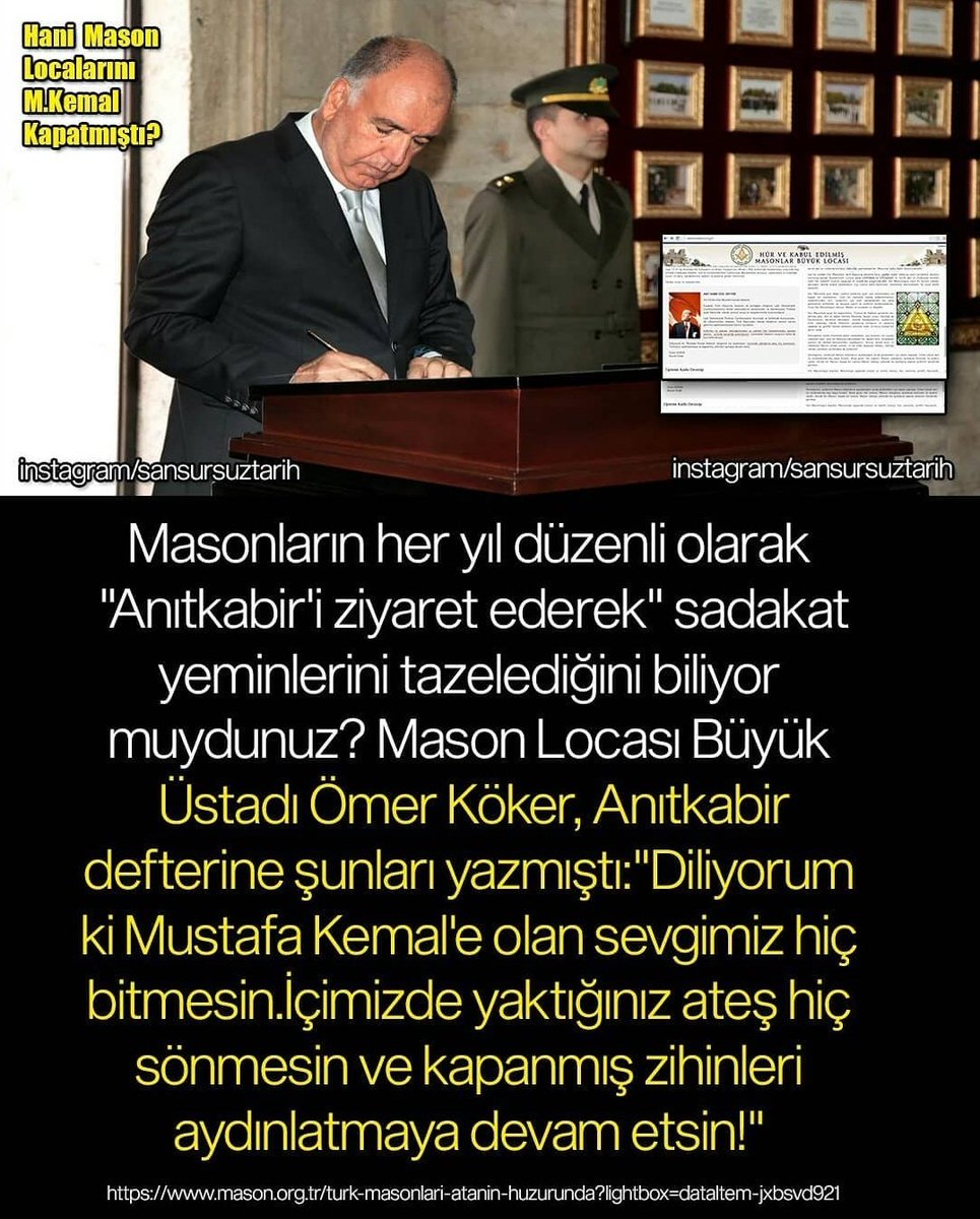 ArsivTarihim's tweet photo. Masonların her yıl Anıtkabir ziyareti ve Minnettarlıkları?
Mason locaları kapanmamış mıydı yahu! https://t.co/i0KpRL3DC5