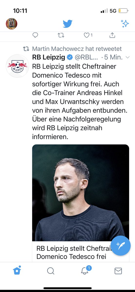 Unausweichlich. Herr Tedesco hinterlässt den DFB-Pokal. Alles Gute, Coach