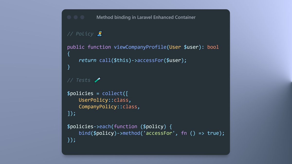 michael_backend's tweet image. Faking Laravel Policies in automated tests made a breeze with `method binding` and Laravel Enhanced Container package that improves DX when using this feature.
#Laravel #PHP