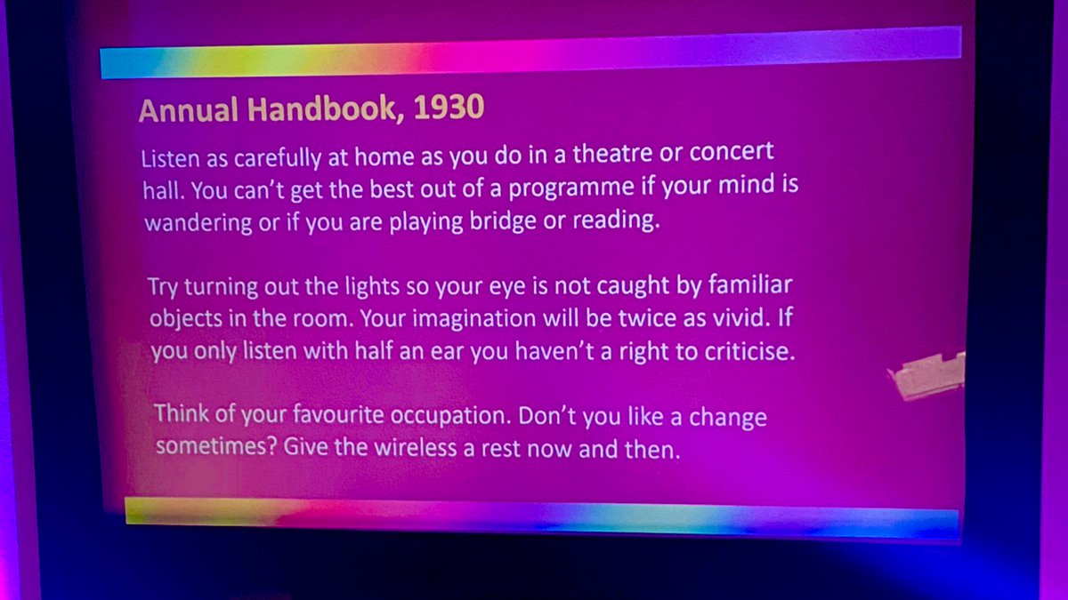 laurarawlings's tweet photo. I expect this of all our listeners @bbcrb ๐๐๐ Donโt you @cavworld? What a quote. Less happy to suggest turning it off mind.
History lessons #100YearsofBBC at #RADFEST22 https://t.co/0GrB9vGDSO