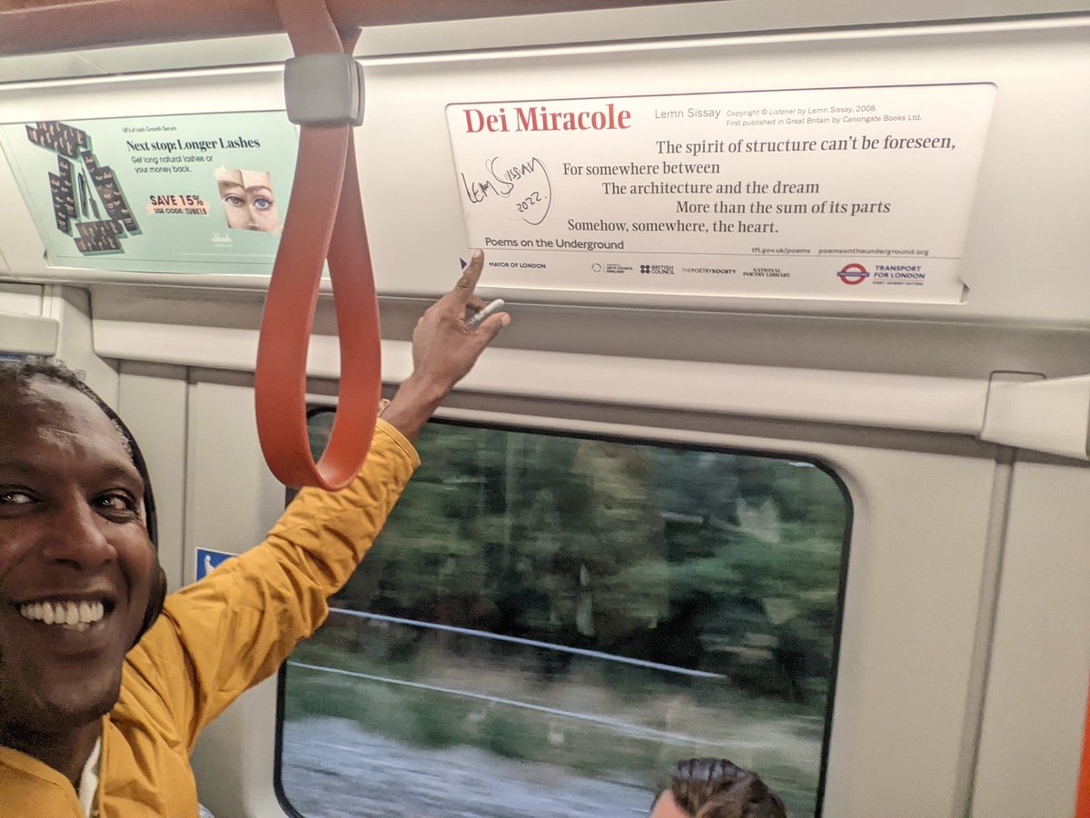 Yesterday I signed my own poem then took a selfie, to absolutely no reaction from the people in the carriage. London.