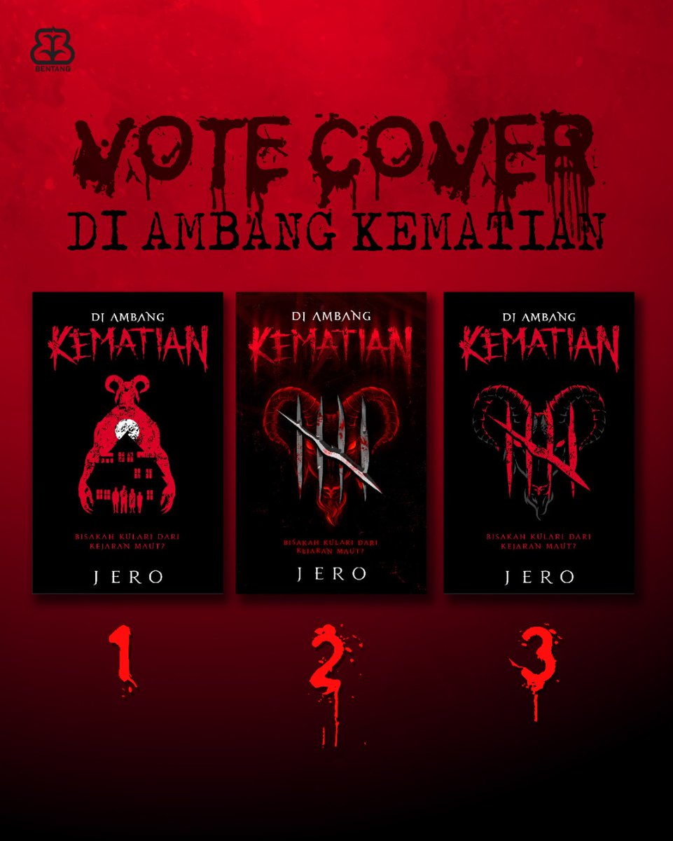 bentangpustaka's tweet photo. VOTE COVER Buku 'Di Ambang Kematian' berasal dari sebuah thread twitter yang ditulis oleh @JeroPoint

Sebuah kisah nyata yang mengisahkan tentang Nadia dan keluarganya yang menjadi korban ketamakan bapaknya.

#BentangPustaka #DiAmbangKematian #JeroPoint #Horror #VoteCover https://t.co/MWq7zg638U