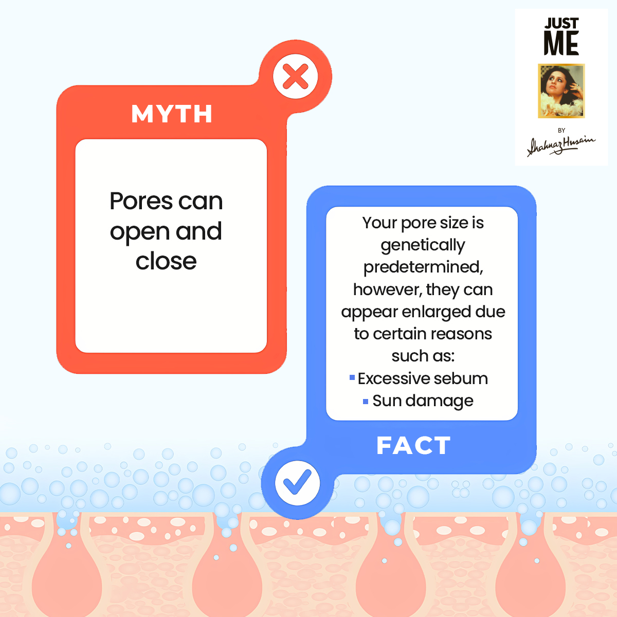 ByJustme's tweet photo. Use natural products to minimize the appearance of enlarged and open pores.

#JustMe #JustMeByShahnazHusain #SkinCare #Pores #Myth #Facts https://t.co/IA1NxcgqIX