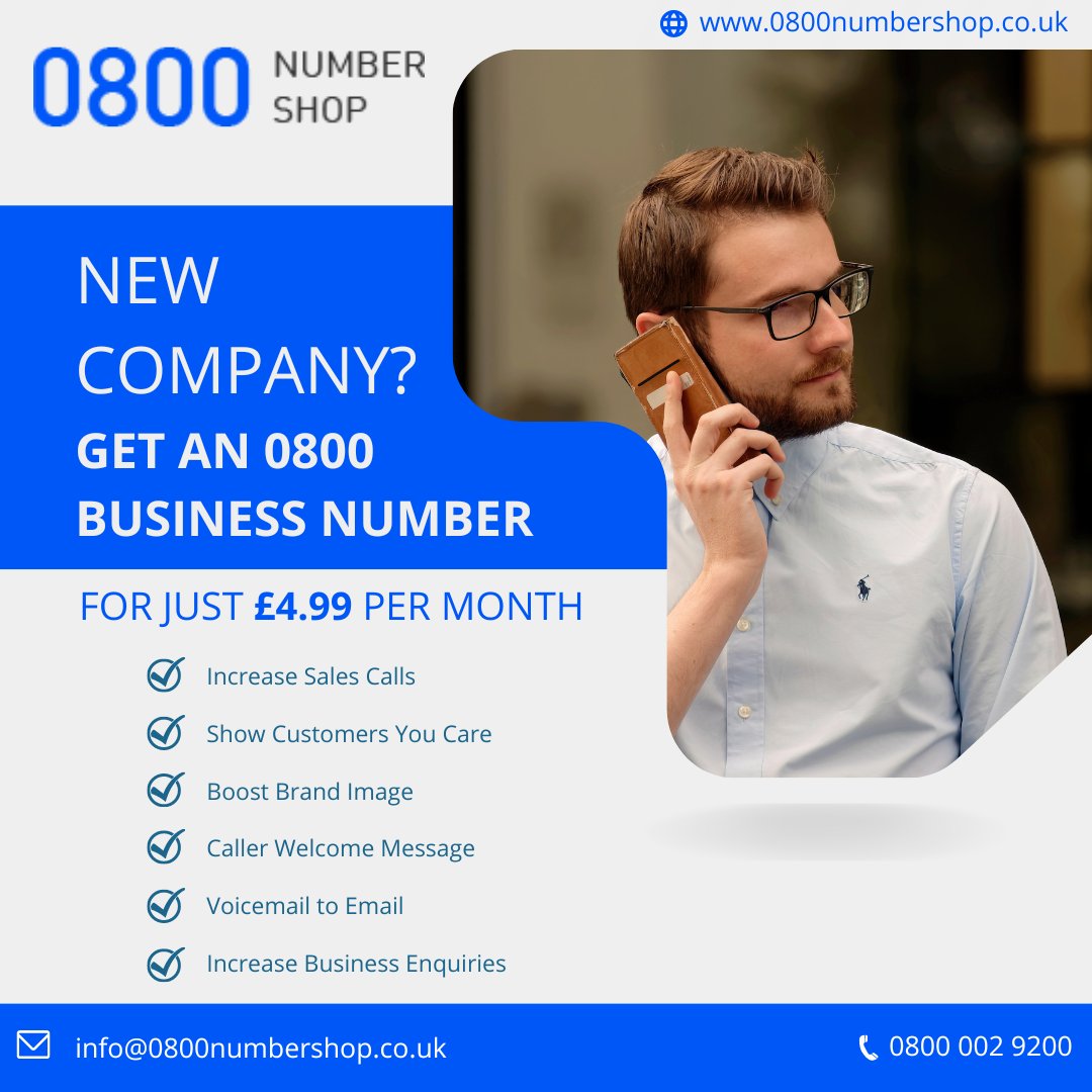 0800NumberShop's tweet photo. Have you just created a new company in the UK? Get an 0800 number to display to your potential customers for business calls and inquiries

Visit https://t.co/fVCpLzw0CV now to get your 0800 number

#telecoms #telecommunications #business #telecom #buy #technology https://t.co/qUoagSULfc