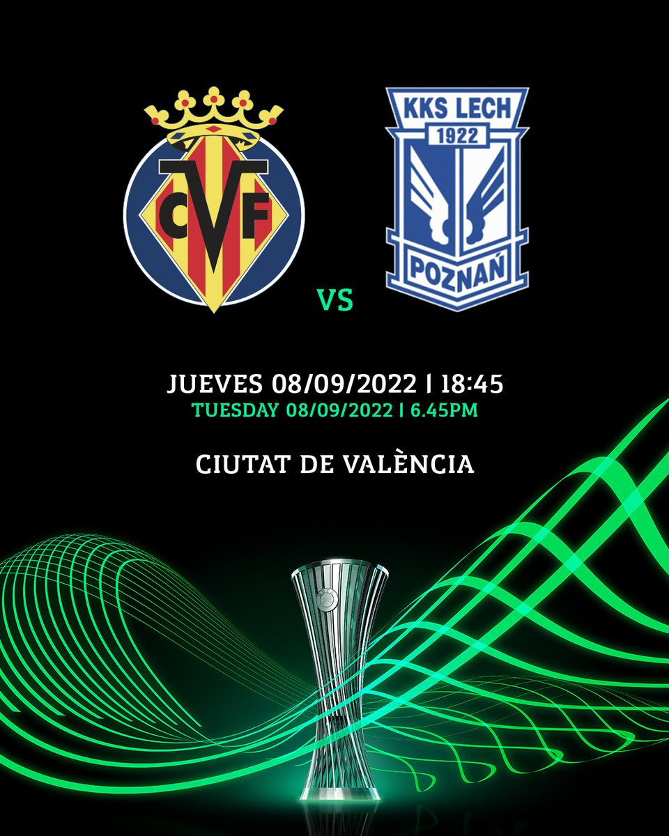 ¡A por la victoria en nuestro debut en la Conference League 💛! 🆚 @LechPoznan ⏱ 18.45 horas 🏟 Estadio Ciutat de València 🏆 J1 fase de grupos @europacnfleague 📺 @MovistarFutbol #UECL