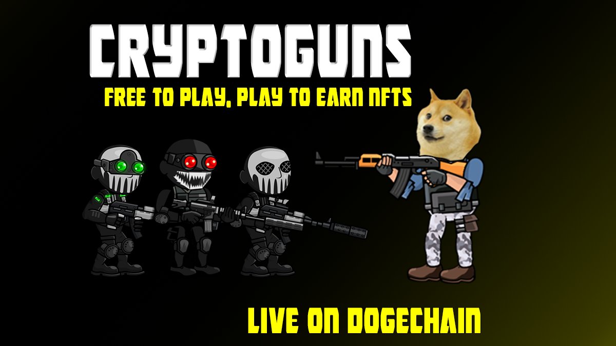 Its_Sam_The_Man's tweet photo. 🔴 We are LIVE NOW! Get your guns ready for @CryptoGunsGame🔫P2E Game on #DogeChain 

🎁Use $wDoge to build your squad and win real #NFTs in the game, tradable on the marketplace.

🪖PLAY NOW🔗https://t.co/dDDIjcedMp 

👉Join TG🔗https://t.co/br51Ltni3g
#Dogechainfamily https://t.co/wiKMRSJjHE