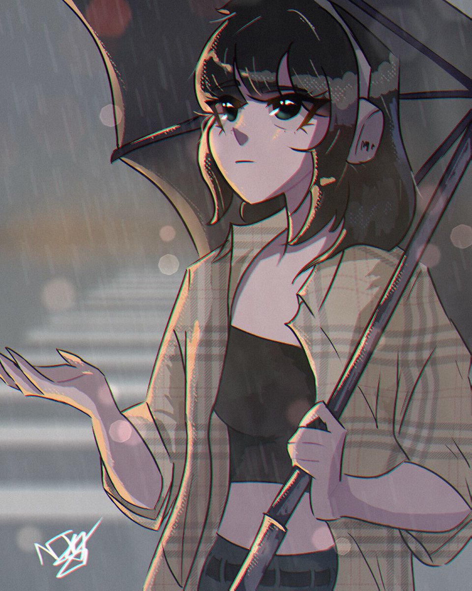 Yeah didn’t spend 9 hours doing😂 
Ngl this was actually more fun to do than anything I’ve done tbh actually took my time, well more time than usual and went “crazy with it” 
#kooleendtiys #digitalart #digitalartist #digitalartwork #animeart #animegirl #rain #aetheticart #mood
