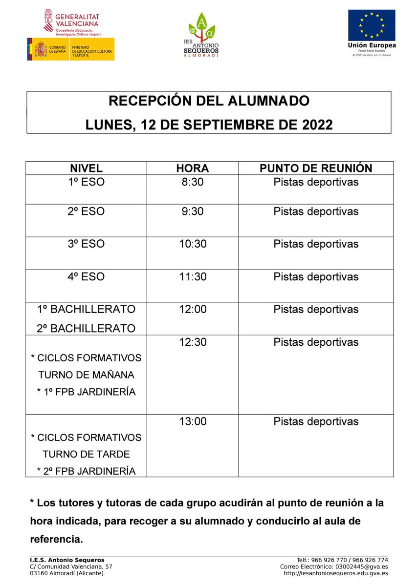 Recepción alumnado