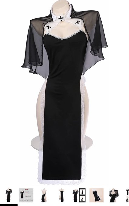 良さげなシスターコス。肩のケープみたいなのは頭のベールらしい。ケープもあったら💯
https://t.co/h4xccznye5 